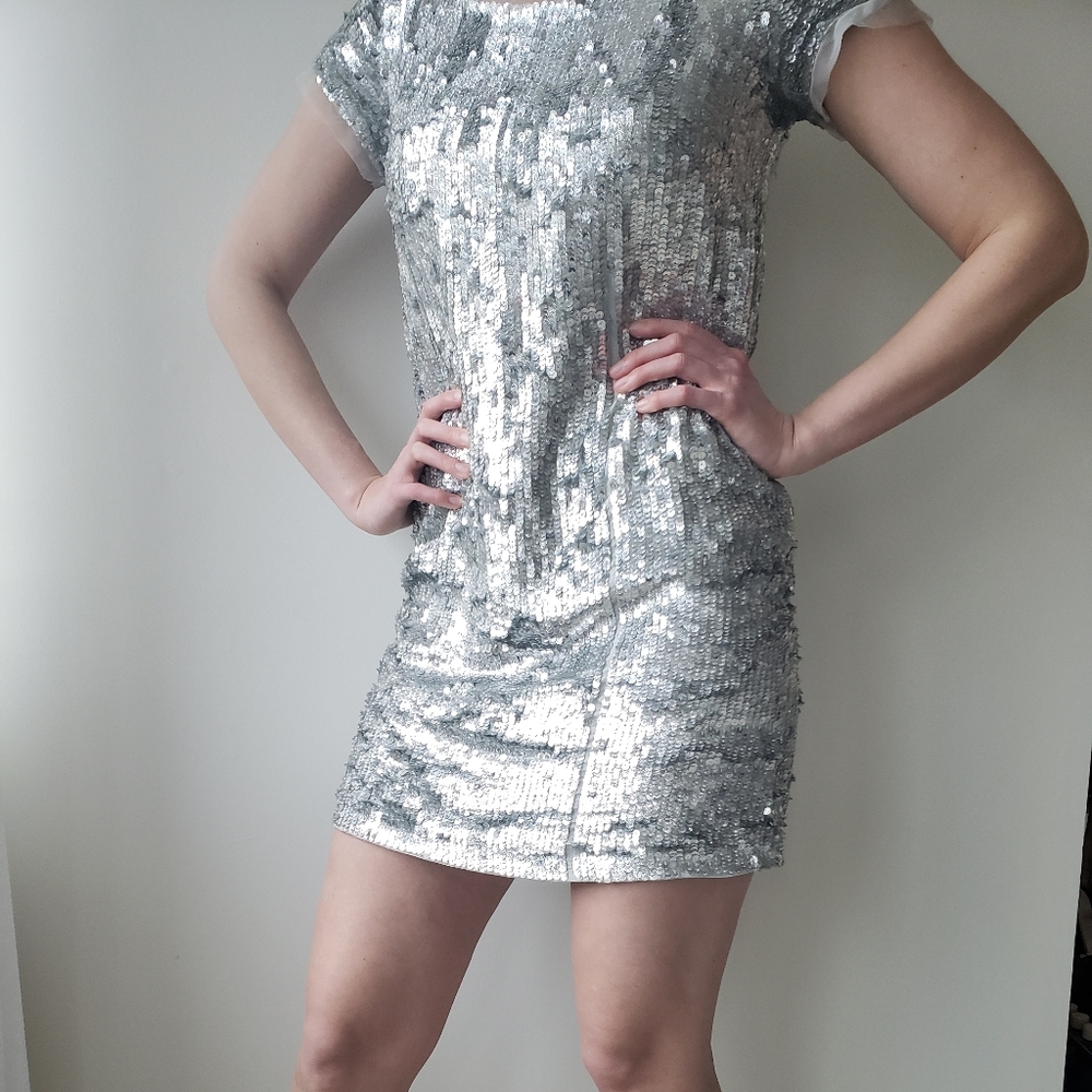 Gryphon New York Silver Sequined Dress